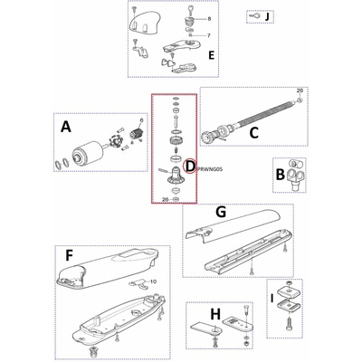 PRWNG05 kit ozubených kol pro motory Wingo WG4024, WG5024, WG3524HS