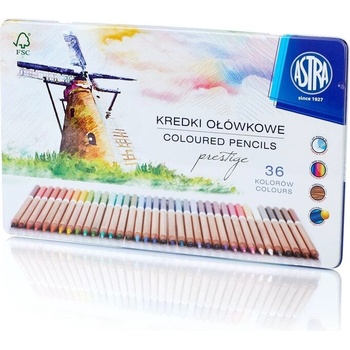 Astra Цветни моливи от кедрово дърво в метална кутия Астра Престиж 36 цвята (as312117003)