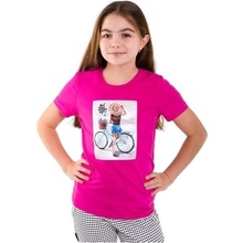 Betty mode dívčí tričko tmavě růžové - dívka s kolem