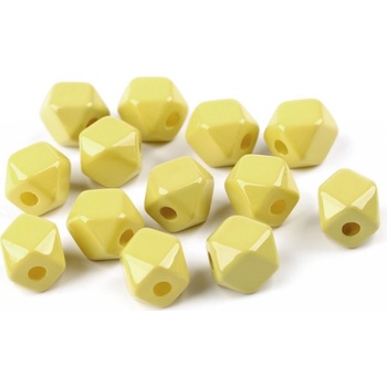 Plastové korálky kocka / diamant 12x12 mm - žltá svetlá (20 g)