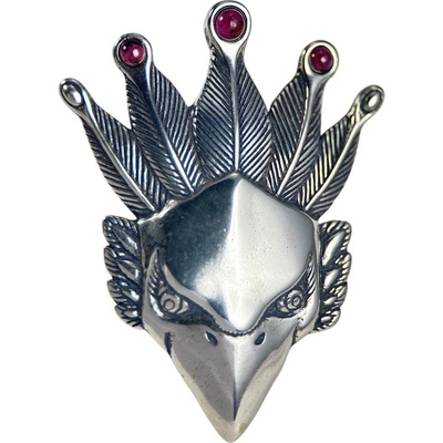 Drakkaria PTÁK OHNIVÁK, stříbrný přívěšek s granáty P40036