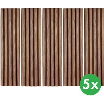 B2B Partner Dřevěný akustický panel, 2400 x 600 mm, B2BP010, balení 5 ks, zlatý teak