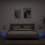 vidaXL Нощни шкафчета за стена с LED осветление, 2 бр, бели (836813)