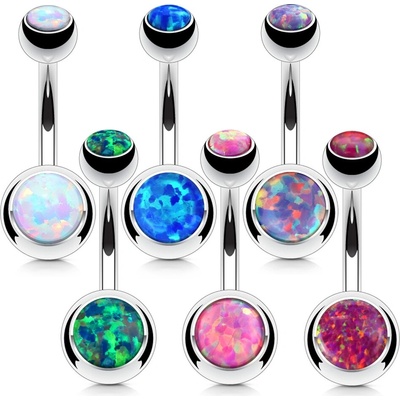 Šperky4U piercing do pupíku banánek opál BS1063-B