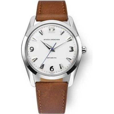 Nivada Grenchen Antarctic 35 mm White Luminova Brown Leather