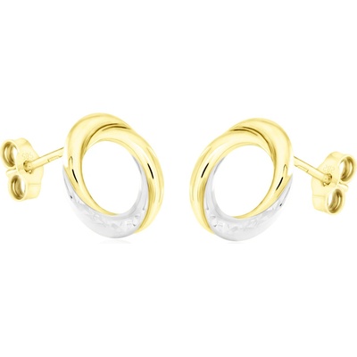 Gemmax Minimalistické náušnice kroužky ze žluto-bílého zlata na puzetu GLECN-01568