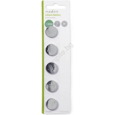 Nedis BALCR20325BL - 5бр. кръгли литиеви батерии CR2032 3V (NE0247)