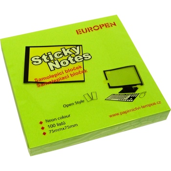 Image 1 of Самозалепващи листчета Sticky 75/75мм неон зелени