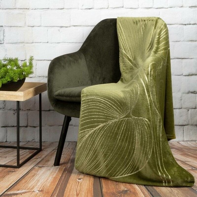 Takoy Deka BLANCA měkká a příjemná na dotek se zlatým potiskem s motivem listů leknínu-HF-392064 150 x 200 cm