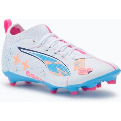 Детски футболни обувки PUMA Ultra 5 Match Vol. Up FG/AG Jr puma white/luminous blue