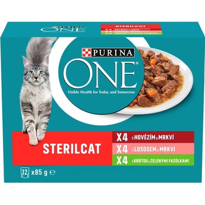 Purina ONE Sterilcat s hovězím lososem a krůtou ve šťávě 12 x 85 g