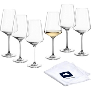 Leonardo home PUCCINI white wine glasses (set of 6) incl. polishing cloth Scratch-resistant wine glasses (560 ml) Dishwasher safe & durable Timeless glasses for white wine Puccini - 040977 (040977)