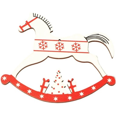 Ideal červená vianočná dekorácia koník 10,5 x 8,8cm