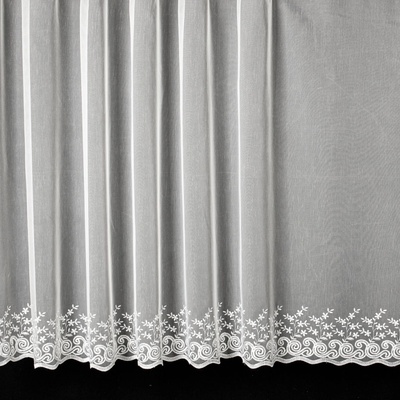 Forbyt organzová záclona 98432 vyšívané květiny s ornamenty, s bordurou, bílá, výška 80cm (v metráži)