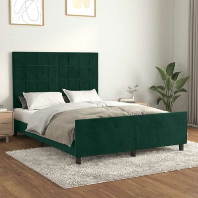 zahrada-XL 3125760 Rám postele bez matrace tmavě zelená samet