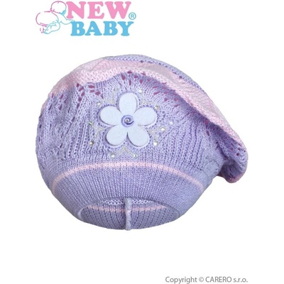 New Baby pletená čiapočka baret fialová