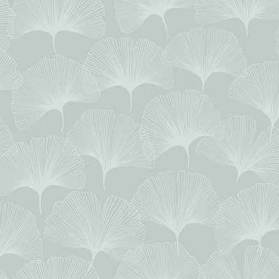 Origin 347748 Metalická zelená vliesová tapetamatné obrysy listov Ginkga mery 0,53 x 10,05 m