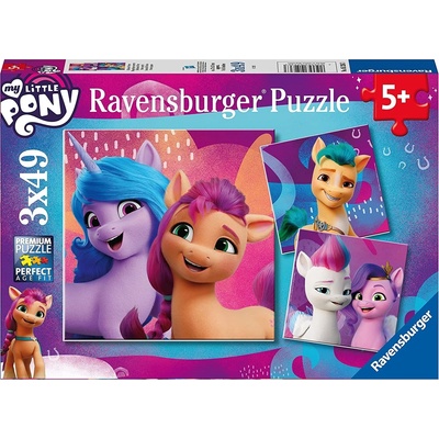 Ravensburger Детски пъзел Ravensburger от 3 x 49 части - Моето Малко Пони (Филмът) (5236)