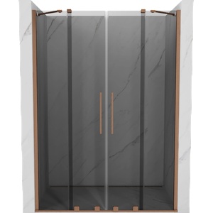 Mexen Velar Duo плъзгащи се душ врати 160 см, графит, четкан мед - 871-160-000-42-65 (871-160-000-42-65)