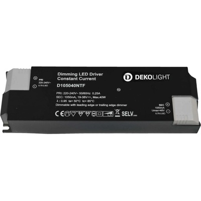 Deko-Light napájení BASIC, DIM, CC, D105040NTF/40W konstantní proud 1050 mA IP20 stmívatelné 19-38V DC 20,00-40,00 W 862209