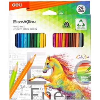 Цветни моливи 24цв. Deli Enovation 113-24 триъгълно тяло