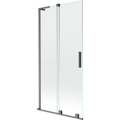 Mexen Velar L двукрила подвижна душ-преграда 90 x 150 см, прозрачна, четка гън сива - 896-090-003-01-66 (896-090-003-01-66)