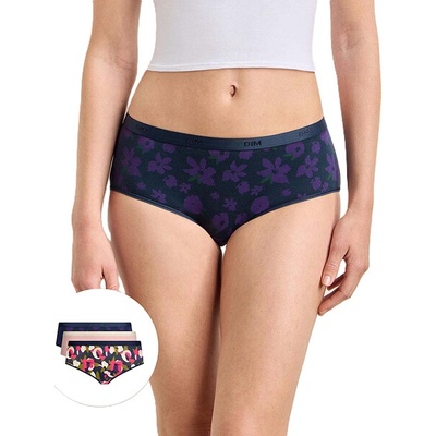 DIM LES POCKETS COTTON BOXER 3x Dámske bavlnené nohavičky 3 ks DI004C20 smotanová tehlová
