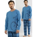 Pánská pyžama Velké kolo pánské pyžamo dlouhé modré