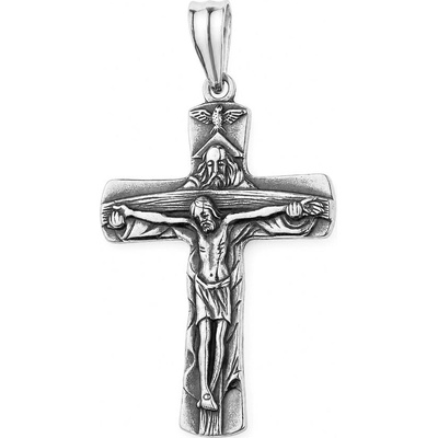Argento Stříbrný přívěsek křížek s Ježíšem motiv Nejsvětější Trojice 86097