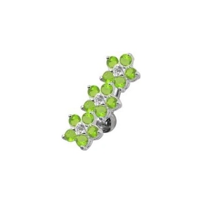 Šperky4U stříbrný piercing do pupíku se štítem kytičky BP01171-G