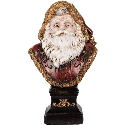 Červeno-zlatá vánoční dekorace busta Santa Claus 10*8*17 cm Clayre & Eef