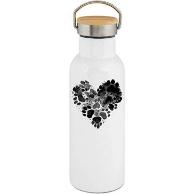 123TRIKO termoska Srdce z tlapek, černý potisk 500 ml pes