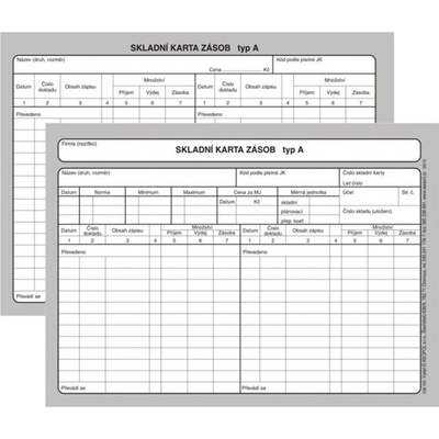 Asopol 030100 Skladová karta zásob A5 typ A