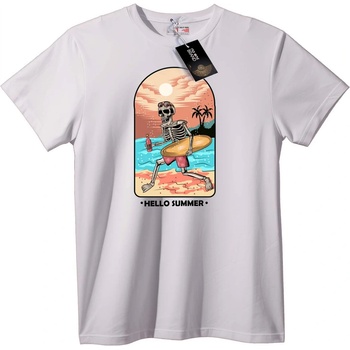 NOONEBRAND Тениска Skull Сърфист Плаж - 3XL, White