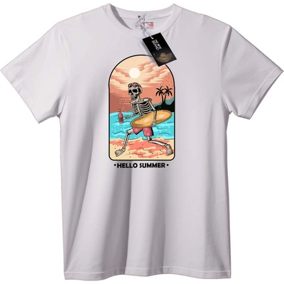 NOONEBRAND Тениска Skull Сърфист Плаж - 3XL, White
