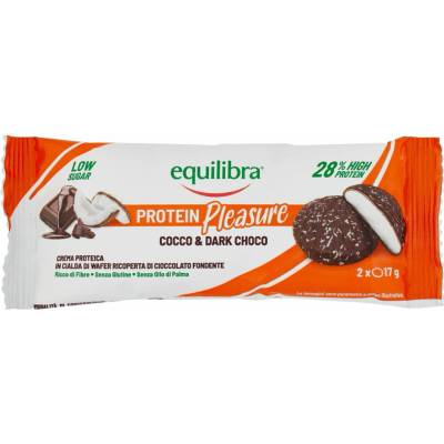 Equilibra piškóty v horkej čokoláde s kokosovým proteínovým krémom 2 x 17 g