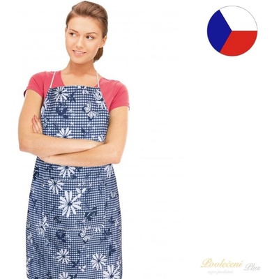 Bellatex zástěra Dita modrá kostička s květem