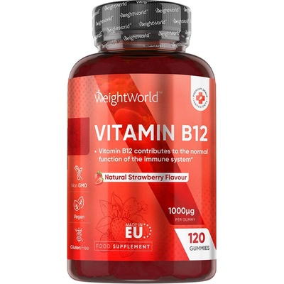 WeightWorld Нервна система - Витамин В12 (метилкобаламин), 1000 g х 120 желирани таблетки (128039 WW)