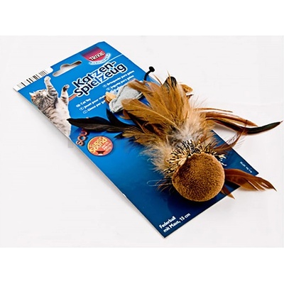 TRIXIE Hračka pro kočky míček s peřím a myškou 15cm