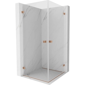 Mexen Lunar-B Duo душ кабина с отваряща се врата 85 x 85 cm, прозрачна, четкана мед - 832-085L-085P-65-00 (832-085L-085P-65-00)