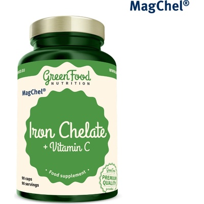 GreenFood Nutrition Železo chelát + Vitamín C 90 kapsúl