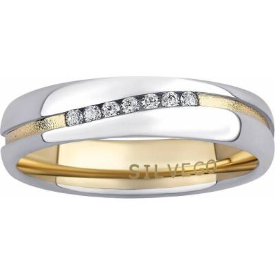 SILVEGO Snubný strieborný prsteň MARIAGE pozlátený žltým zlatom s Brilliance Zirconia SHG2050ZGPW