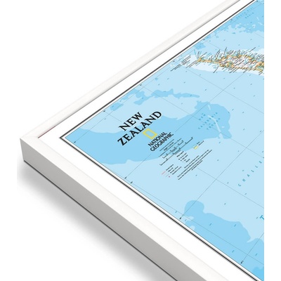 National Geographic Nový Zéland - nástěnná mapa Classic 60 x 77 cm Varianta: mapa v hliníkovém rámu, Provedení: bílý rám