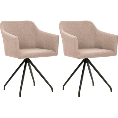 vidaXL Въртящи се трапезни столове, 2 бр, таупе, текстил (247061)