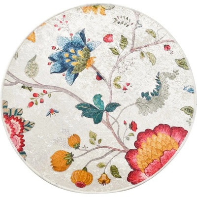 Foutastic Сив кадифен килим за баня ø 140 cm Vintage Flower - Foutastic (359CHL4240)