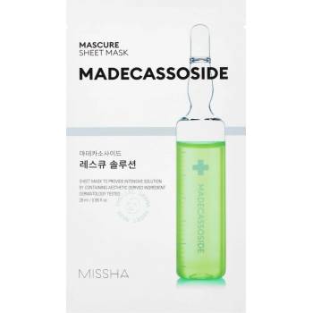 Missha Mascure Rescue Solution Sheet Mask Madecassoside Obnovujúca textílna maska 27 ml