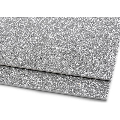 Pěnová guma Moosgummi s glitry 20x30 cm 2 stříbrná