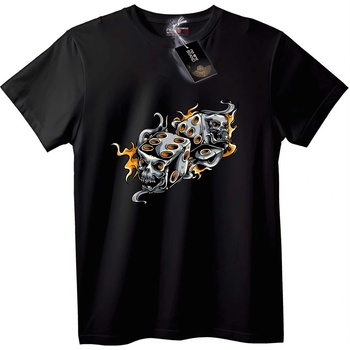 NOONEBRAND Тениска Черепни зарове с пламък - 7XL, White