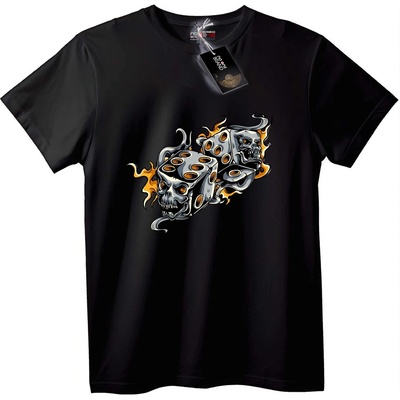 NOONEBRAND Тениска Черепни зарове с пламък - 7XL, White