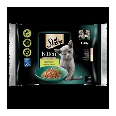 Sheba Kitten Výběr příchutí s lososem a kuřecím masem v omáčce 4 x 85 g